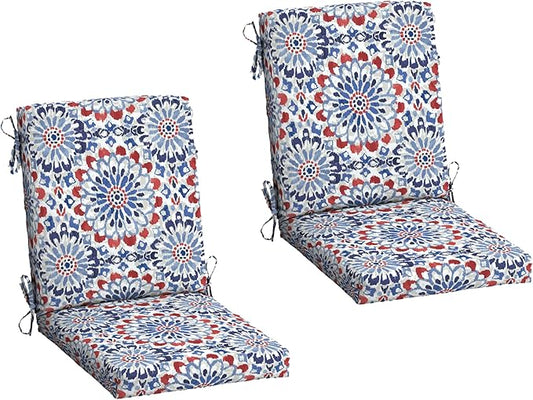 Arden 2-Pack Outdoor Patio Dining Chair Cushion, 20x44, Rain-Proof Seat Pad, Fade-Resistant Outdoor Cushion Clark Blue