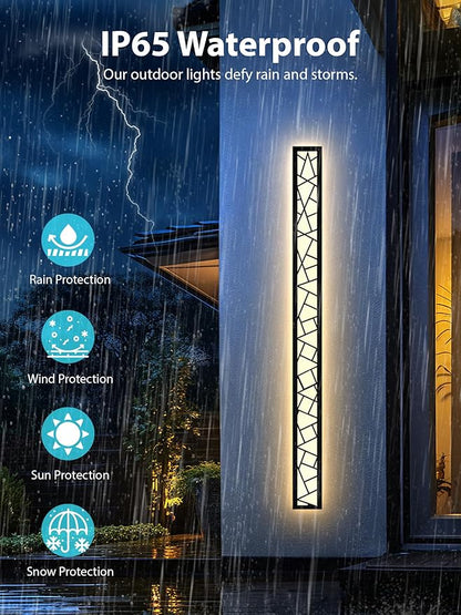 Outdoor Wall Lights 59.1inch Modern Outdoor Wall Sconce LED Long Wall Sconces Black Front Porch Light Waterproof Led Wall Light IP67 3000K Exterior Lighting fixtures