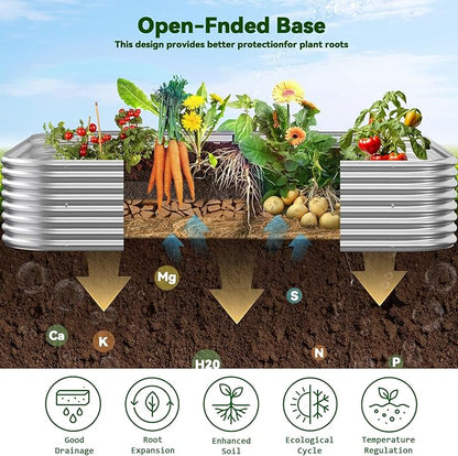 4 Pack 6x3FT Raised Beds for Gardening, Corrugated Galvanized Steel Raised Garden Bed, Outdoor Metal Above Ground Garden Bed for Vegetables and Flowers