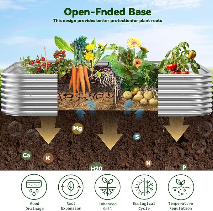 3x2FTx10Inch Galvanized Raised Garden Bed, Outdoor Metal Planter Box for Vegetables Flowers, Large Steel Above Ground Gardening Box