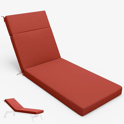 Chaise Lounge Cushion for Outdoor Furniture, Waterproof Fade and Tear Resistant Lounge Deck Chair Cushions for Patio Lawn Pool Resort Hotel