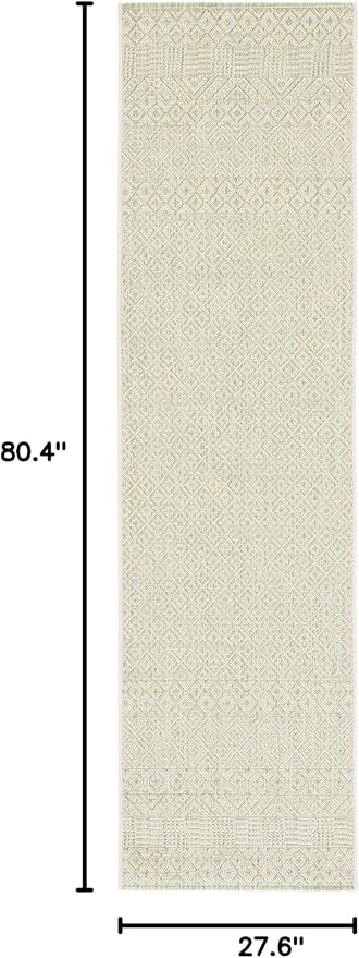 SAFAVIEH Washable Rug Outdoor Courtyard Collection - 2'3" x 6'7" Runner, Beige & Green, Non-Shedding & Easy Cleaning, Ideal for Patio, Entryway, Mudroom, Hallway, Kitchen (CY6235-21812)