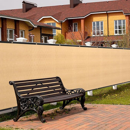 SPORTYOUTH 3ft x 50ft Fence Privacy Screen, Heavy Duty 150 GSM Fencing Mesh Shade Cover Windscreen with Brass Grommets for Outdoor Wall Deck Garden Backyard Porch, Cable Zip Ties Include, Beige