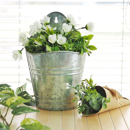 Hosley Set of 2 Galvanized Wall Hanging Planter 10 Inch High, Ideal Gift for Floral Arrangement, Wedding, Home Décor, Office Party DIY Indoor Outdoor Garden Patio