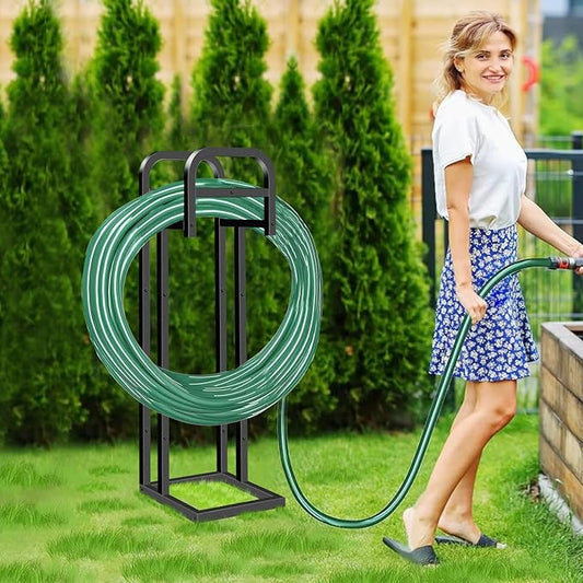 Heavy Duty Freestanding Garden Hose Holder, Upgraded 150FT Capacity Metal Water Hose Stand, Outdoor Hose Hanger Storage Reel for Lawn, Yard & Garden