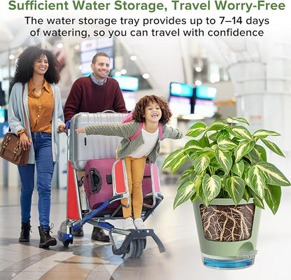 GARDIFE 2026 Upgraded Self Watering Plant Pots with Drainage Hole, 8/7/6.5/6/5.5/5/4 Inch Flower Planting Containers for House Plants, African Violet, Flowers, Cactus (Green, 8+7+6.5+6+5.5+5+4 inch)
