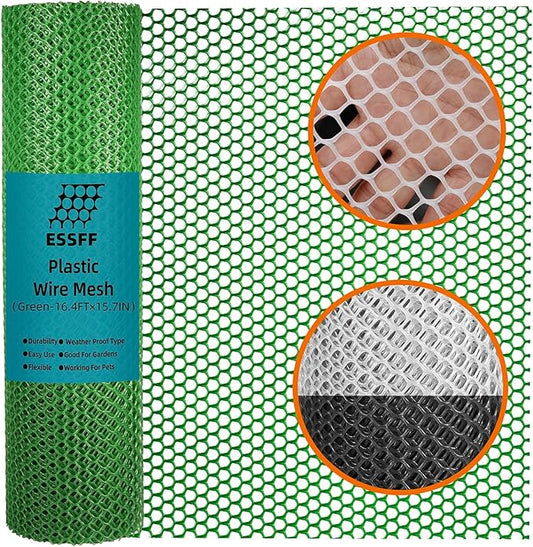 Pet & Garden Safeguard - 15.7IN x 16.4FT Roll - Green Plastic Netting, Multi-Use Decorative Fencing for Poultry, Dogs, Rabbits,Chicken and Snake Barrier