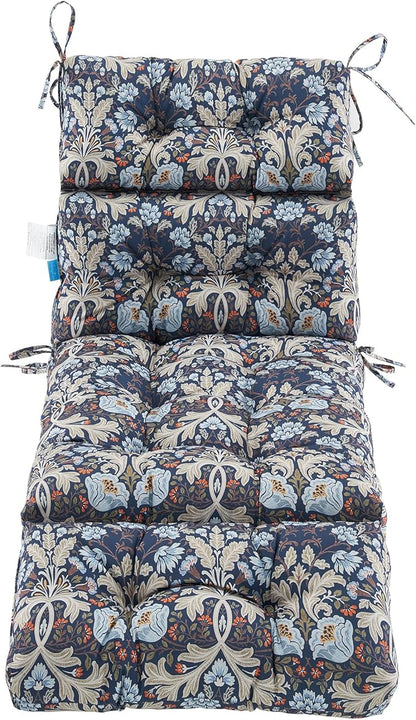 ARTPLAN Outdoor Chasie Lounge Tufted Thick Cushion with Ties,Replacement Wicker Chair Cushion for Paito Fruniture,72x22x4inches,All Weather,Floral