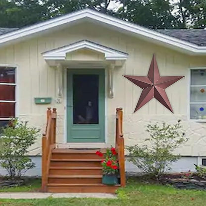 JoyEvy 48" Large Barn Star-Red Black Barn Stars Outdoor Decoration-Metal Star for Outside Texas Stars Art Rustic Vintage Western Country Home Farmhouse Primitive House Decor- Primitive Wall Décor