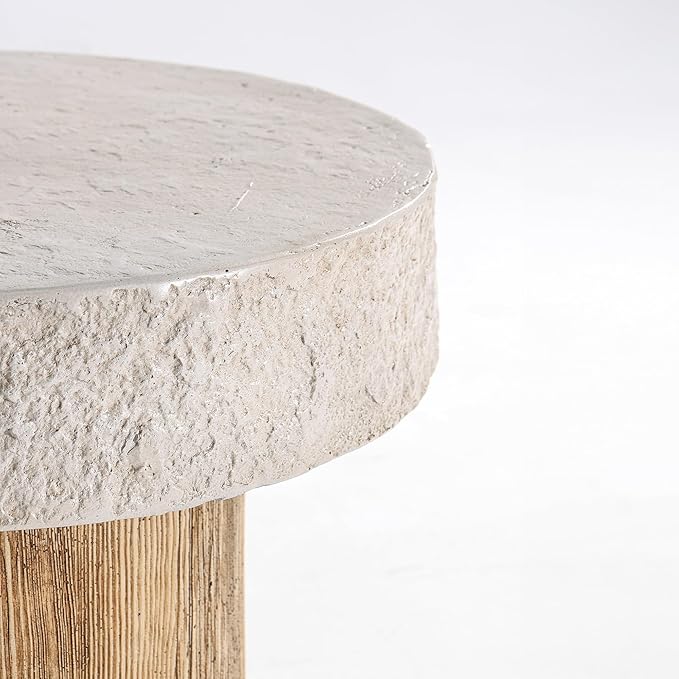 SUNBURY Outdoor Concrete Coffee Table, 20" W Patio Dining Table, Outdoor Table Round in Antique Beige Coffee Table for Patio, Garden, Backyard