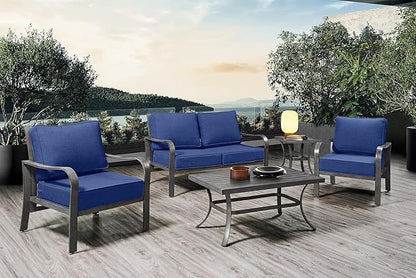 ARTPLAN Olefin 24x24 Deep Seat Patio Cushions for Outdoor Furniture,Extra 6 inch Thick,Back 18"x24",Removable,Replacement,Solid/Floral,Outdoor/Indoor,Navy Blue