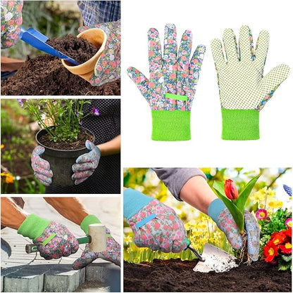 Ainiv Floral Gardening Gloves for Women/Ladies, Non-Slip Garden Work Gloves,Breathable Yard Work Glove Light Working Gloves