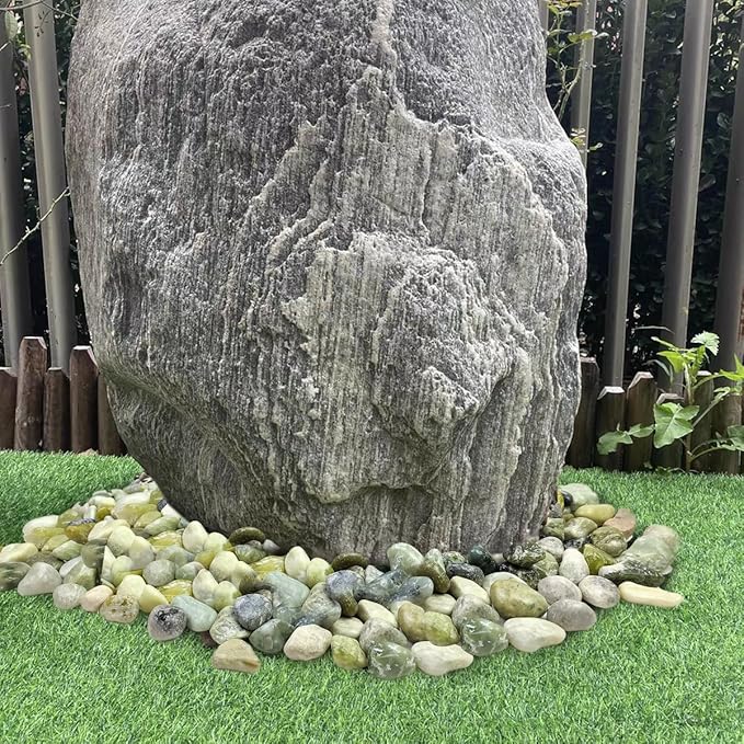 YISZM 5lbs Pebbles for Indoor Plants, 1-2 Inch Jade High Polished River Rocks Outdoor Decorative Stones Vase Filler Fish Tank Aquariums Landscaping Garden Outdoor and Indoor DIY
