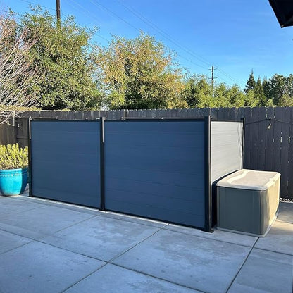 6x6Ft Outdoor Privacy Fence, Wind Resistant, Wood Plastic Composite Fence Panel with 2 Posts, Yard and Garden Fencing