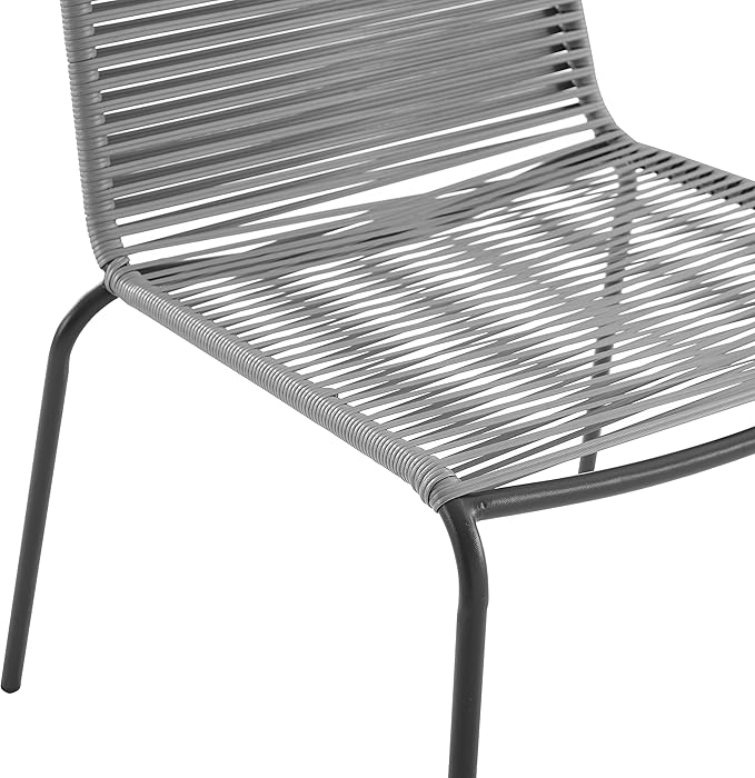 Crosley Furniture Fenton 4-Piece Stackable Outdoor Chair Set, Wicker Patio Chairs for Dining, Conversation, Matte Black/Gray
