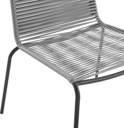 Crosley Furniture Fenton 4-Piece Stackable Outdoor Chair Set, Wicker Patio Chairs for Dining, Conversation, Matte Black/Gray