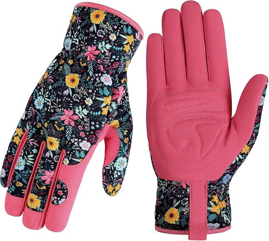 Trifabricy Gardening Gloves for Women, Breathable Leather Garden Gloves with Grip, Thorn-Proof Puncture-Resistant Work Gloves