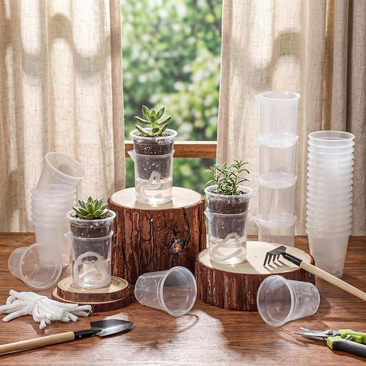 30 Pcak 2.2'' Small Self Watering Planters for Indoor Plants Mini Clear Pots with Water Level Indicator Plastic Automatic-Watering Pot with Drainage Holes for Semi-hydroponic African Violet