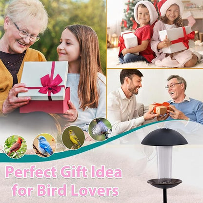 Goodeco Bird Feeder with Pole Standing - Metal Outdoor Bird Feeder for Wild Birds, Perfect for Yard Lawn Garden & Patio Decorations, Ideal Gifts for Mom Dad Grandparents (Black)