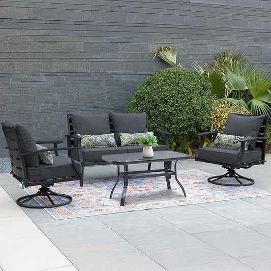 Aoodor Outdoor Chair Cushion, 23 x 26 Inch Water-Resistant, Fade-Resistant Olefin Fabric Patio Seat Cushions with Removable Cover and Adjustable Straps for Outdoor Furniture, Set of 2, Charcoal
