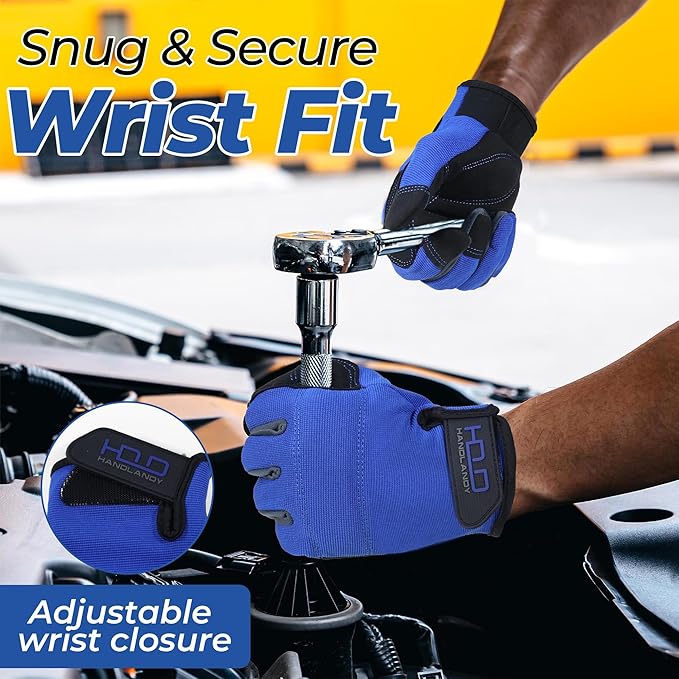 HANDLANDY Work Gloves for Men & Women, Utility Mechanic Working Gloves Touch Screen, Flexible Gardening Gloves for Yard