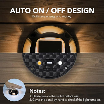 AGPTEK Solar Driveway Lights Outdoor 4 Pack, 2 Color Modes LED Deck Dock Marine Waterproof Driveway Marker Lights for Step Sidewalk Stair Garden Pathway Walkway Yard (Warm White/Cool White, Black)
