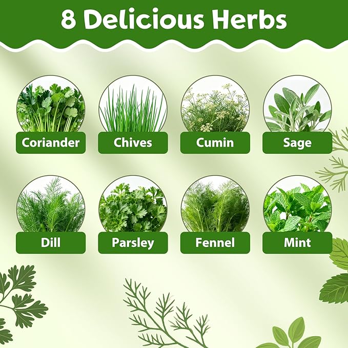 8 Herb Indoor Garden Kit for Beginners, Complete Windowsill Growing Gifts Set with Tools, Mother's Day Gifts for Mom,Unique Christmas Birthday Gifts for Women Men Girls Kitchen Housewarming