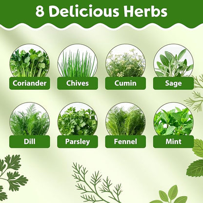 8 Herb Indoor Garden Kit for Beginners, Complete Windowsill Growing Gifts Set with Tools, Mother's Day Gifts for Mom,Unique Christmas Birthday Gifts for Women Men Girls Kitchen Housewarming