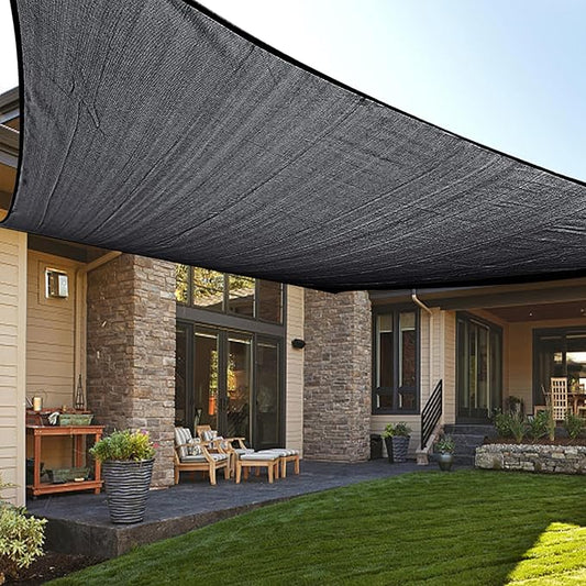 LOVE STORY Sun Shade Sail, 10' x 20' Graphite Grey Rectangle Canopy Shades for Outdoor Patio Shading, UV Block Sunshade Cover