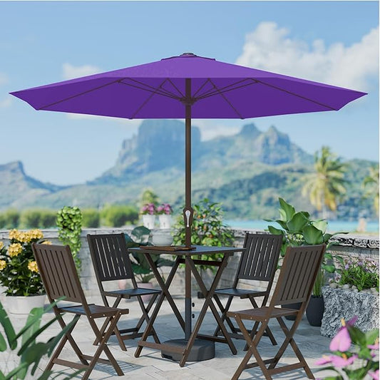 PatioKingdom 11FT Patio Umbrella,Outdoor Umbrella with Push Button Tilt and Crank,Market Table Umbrella with 8 Sturdy Fiberglass Ribs UV Protection(Dark Purple, 11FT)