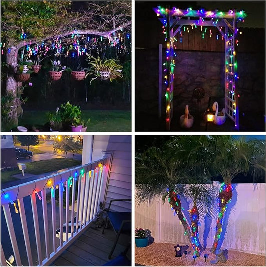 JMEXSUSS 2 Pack Solar String Lights Outdoor Waterproof, Total 41.6FT 60 LED Teardrop Water Drop Solar Lights, Multi Colored Christmas Lights for Outside Garden Patio Yard Tree Christmas Decorations