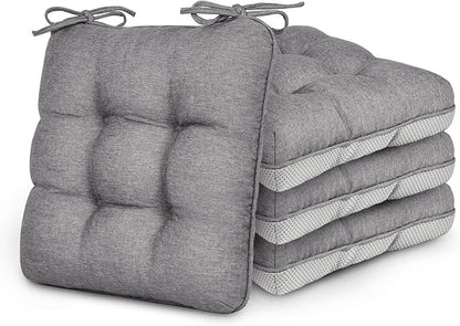 Love's cabin Memory Foam Chair Cushions Set of 4, 15.5"x15.5"x3.5" Indoor & Outdoor Seat Pads for Dining, Kitchen, Office, Patio Chairs - Grey