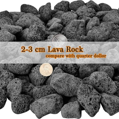 Mr. Fireglass Natural Lava Rock, 0.8"-1.2" Medium Volcanic Lava Rock for Indoor & Outdoor Fire Pits, Fireplaces, Fire Bowls & Fire Table, Decorative Garden Landscaping, Potted Plants -10 Pounds, Black