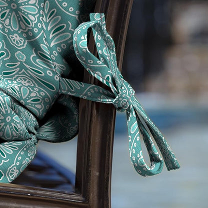 Arden 4-Pack Outdoor Patio Dining Chair Cushion, 20x44, Rain-Proof Seat Pad, Fade-Resistant Outdoor Cushion Turquoise Daphne Medallion