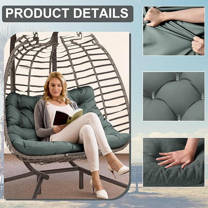 Outdoor Swing Cushions 3 Seater Waterproof, Replacement Bench Cushions for Outdoor Patio Furniture with Backrest, Porch Swing Cushion with Ties for Lawn and Garden (Dark Gray, 40x71in)