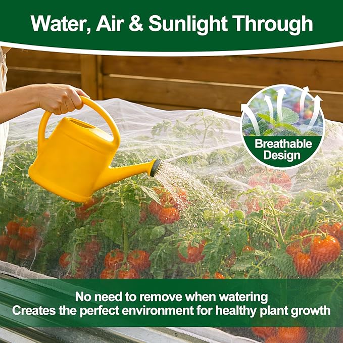 2 Pack Garden Netting for 4x2x1ft Raised Beds, Ultra-Fine Mesh Plant Covers with Drawstring, Bird, Pest & Small Animal Barrier for Vegetables, Fruits & Flowers