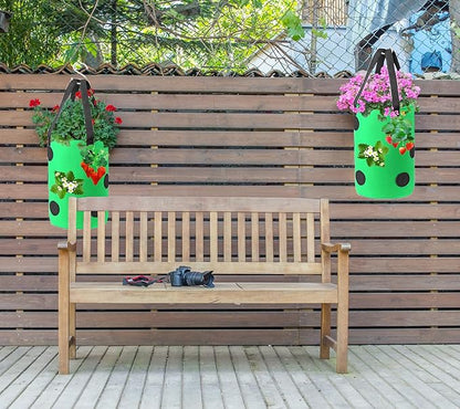 Miewslan 3 Pieces Upside Down Tomato Planter, 3 Gallons Grow Bags Hanging Strawberry Planter Strawberry Tomato Potato Vegetable Planting Bag with 13 Holes(Red+Green+Black)