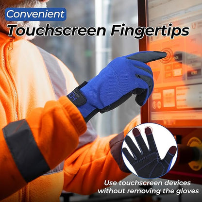 HANDLANDY Work Gloves for Men & Women, Utility Mechanic Working Gloves Touch Screen, Flexible Gardening Gloves for Yard