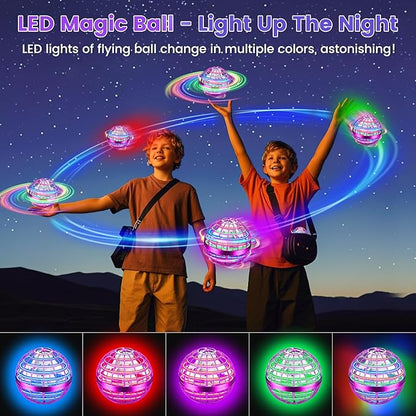 Flying Orb Ball Toy, 2026 Upgrade Hand Controlled Hover Ball with LED Lights,360° Rotating Boomerang Globe Cool Mini Drone, Ideal Birthday&Christmas Gift for Boys Girls-Bright Purple