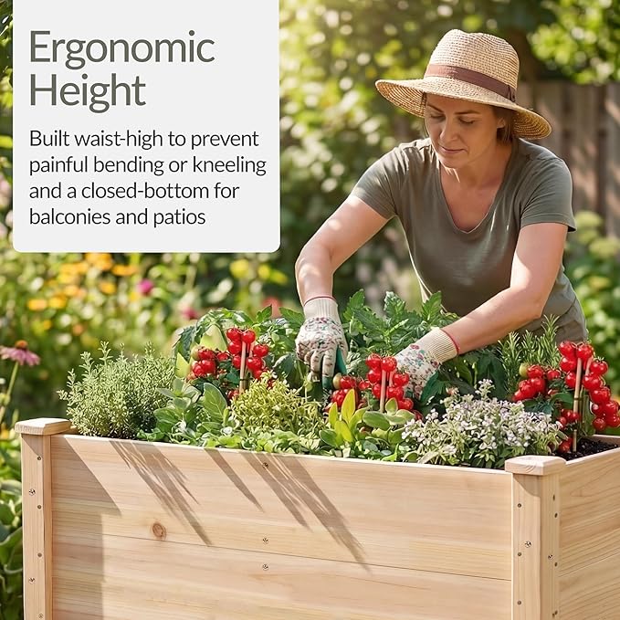 Best Choice Products 48" x 24" x 30" Raised Garden Bed with Extra Deep 16" Depth, Elevated Wood Planter Box Stand for Backyard, Patio, Balcony, Natural Fir Wood - Natural