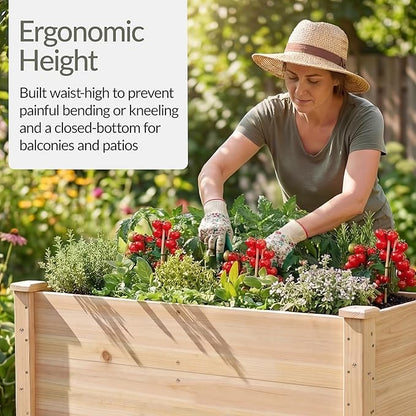 Best Choice Products 48" x 24" x 30" Raised Garden Bed with Extra Deep 16" Depth, Elevated Wood Planter Box Stand for Backyard, Patio, Balcony, Natural Fir Wood - Natural