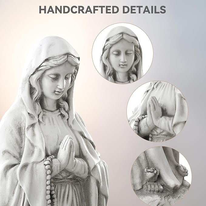 Virgin Mary Praying Statue, Large 30" Outdoor Religious Garden Statue, Blessed Mother Mary Statues Catholic, Durable Weather MGO Stone Sculptures Decorations for Home,Yard,Patio,Forch