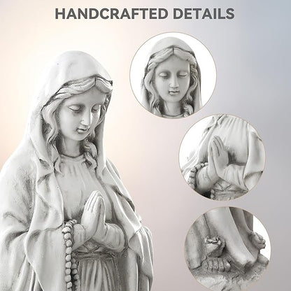 Virgin Mary Praying Statue, Large 30" Outdoor Religious Garden Statue, Blessed Mother Mary Statues Catholic, Durable Weather MGO Stone Sculptures Decorations for Home,Yard,Patio,Forch