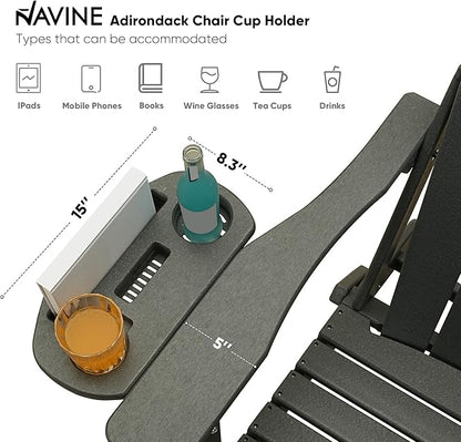 Adirondack Chair, HDPE Folding Adirondack Chair with Multifunctional Cup Holder, Weather Resistant Fire Pit Chair for porches, patios, patios, poolsides, Decks.