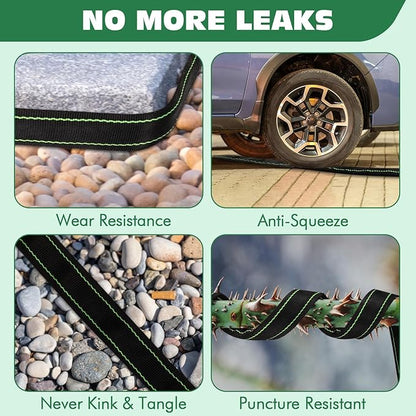 Garden Hose 25 ft Water Hose Flexible Heavy Duty Lightweight No Kink Long Outdoor Non-Expandable High Pressure Flat Hoses Pipe 25’ Strong 3/4’’ Brass Fitting for Outside Yard Lawn Car Wash