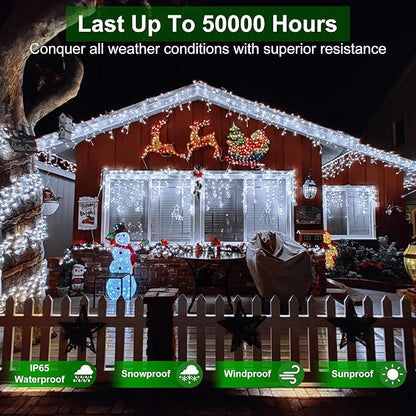 792 LED Christmas Lights with 176 Drops,82ft 8 Modes Fairy Hanging String Lights with Timer Waterproof, Plug-in Christmas String Lights for Holiday Wedding Party Christmas Decorations (Cool White)
