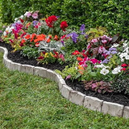 EasyFlex No-Dig Landscape Edging with Anchoring Spikes, 2.7 in. Tall Decorative Stone-Look Garden Border, 90 Foot Kit, Brown (3602B-90C)