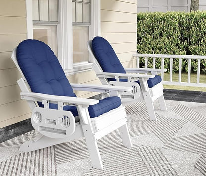 Adirondack Chair Cushion, Thickened High Back Patio Cushions with Tie and Non-Slip Bottom, Water-Resistant and UV-Protected Patio Chair Cushion for Indoor and Outdoor, Dark Blue
