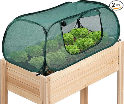 Garden Bed Cover 2 Pack, Mesh Netting Tent, Crop Cage for Raised Bed,- 30% Sunblock Shade Cloth with Metal Anchoring Spikes - Protects Plants Against Birds and Small Animals - 45"x22"x16"(H)