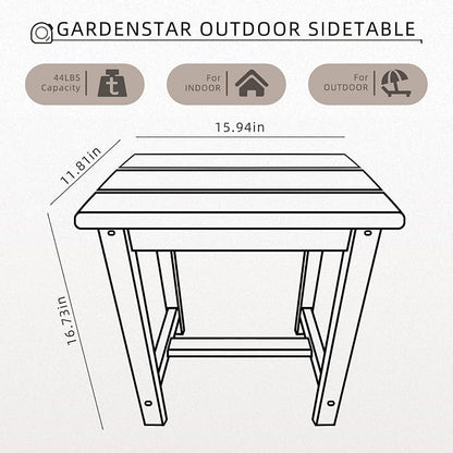 GARDENSTAR Adirondack Square Side Table,one-Tier Outdoor end Table, Patio Side Table for Pool,Porch,Backyard,Relaxing Companion (Teak)